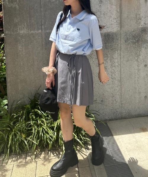 nemne store(ネンネストア)の「【低身長サイズあり】ハートポロシャツ(ポロシャツ・レディース・ライトブルー/アイボリー/ブラウン・MEDIUM/SMALL)」の9枚目の写真