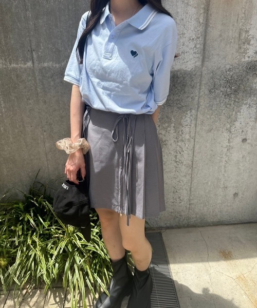 nemne store(ネンネストア)の「【低身長サイズあり】ハートポロシャツ(ポロシャツ・レディース・ライトブルー/アイボリー/ブラウン・MEDIUM/SMALL)」の12枚目の写真