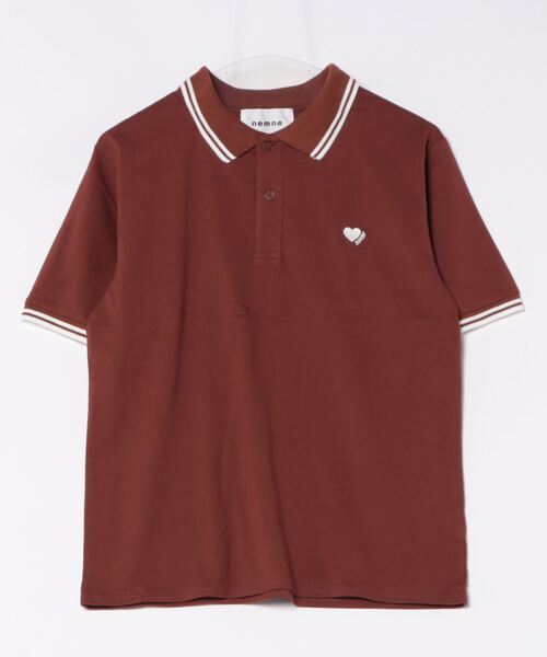 nemne store(ネンネストア)の「【低身長サイズあり】ハートポロシャツ(ポロシャツ・レディース・ライトブルー/アイボリー/ブラウン・MEDIUM/SMALL)」の6枚目の写真