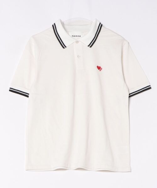 nemne store(ネンネストア)の「【低身長サイズあり】ハートポロシャツ(ポロシャツ・レディース・ライトブルー/アイボリー/ブラウン・MEDIUM/SMALL)」の4枚目の写真