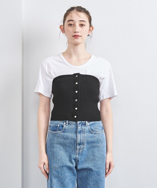 UNITED ARROWS(ユナイテッドアローズ)の「リブニット ビスチェ(チューブトップ・レディース・ダークグレー/ブラック・FREE)」の4枚目の写真