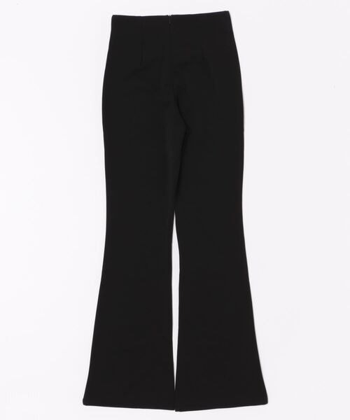 選べる2タイプ ソリッドカラー ハイウエスト シンプル フレア パンツ