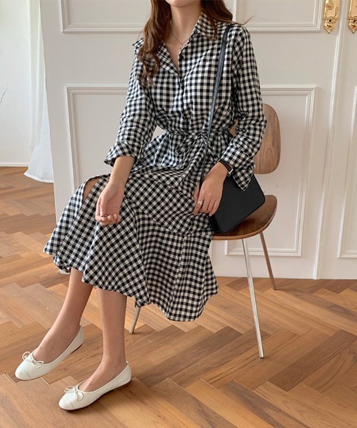 セール】ギンガムチェックワンピース（ワンピース）｜Doux Belle