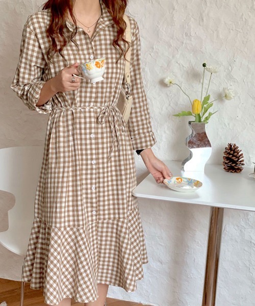 セール】ギンガムチェックワンピース（ワンピース）｜Doux Belle