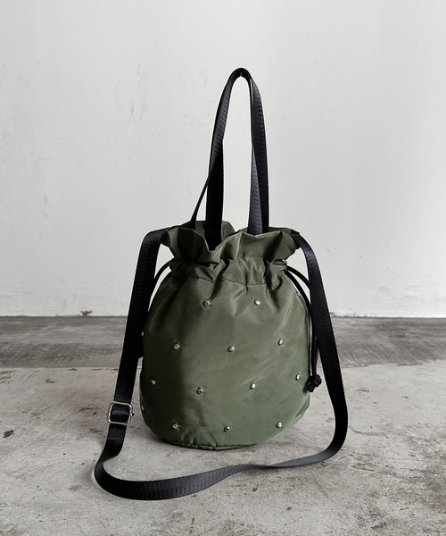 SPRUCE(スプルース)の「EM:SPRUCE ブラザスタッズショルダー(ショルダーバッグ・レディース・ネイビー/グレー/カーキ/ブラック・FREE)」の1枚目の写真