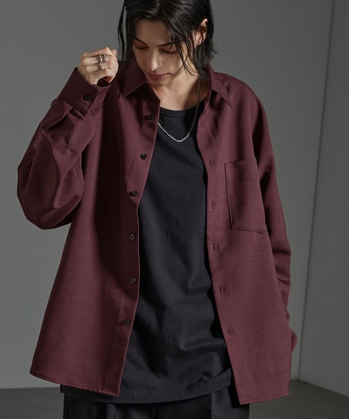 CIYOT（シヨウト）の「【CIYOT-シヨウト-】ウールライクファブリックルーズレギュラーカラーシャツ（シャツ/ブラウス・メンズ・ホワイト/グレー/ブラック/グレイッシュベージュ/ダークブラウン/ライトグレー/ダークネイビー/ブルーグレー/チェリーレッド/ネイビー/チャコールグレー・M/L）」の11枚目の写真