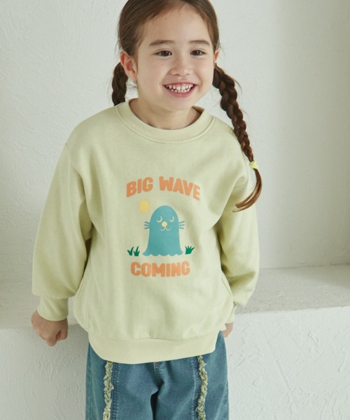 pairmanon（ペアマノン）の「裏毛 選べる8デザイン ポップ プリントトレーナー（スウェット・キッズ・ホワイト系その他/パープル系その他/ベージュ系その他2/ブルー系その他4/ブルー系その他2/ピンク系その他/ブルー系その他3/グレー系その他/イエロー系その他/ベージュ系その他/グリーン系その他/ブルー系その他/グリーン系その他2/ピンク系その他2/ブラック系その他/オレンジ系その他・110/150/140/120/90/100/130）」の6枚目の写真