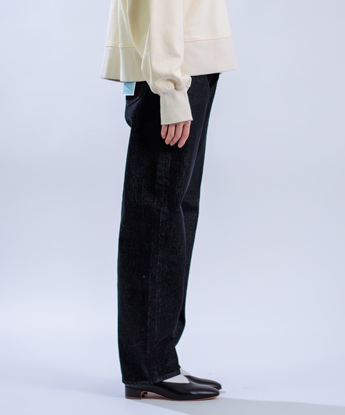 D.M.G / ディーエムジー] 12ozブラックデニム カーブラインパンツ