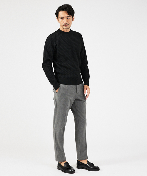 ABAHOUSE GRAY(アバハウスグレイ)の「【ハイストレッチ】幾何学 ジャガード クルーネックニット(ニット/セーター・メンズ・ブラック/ホワイト/ネイビー/モカ・48/46)」の5枚目の写真