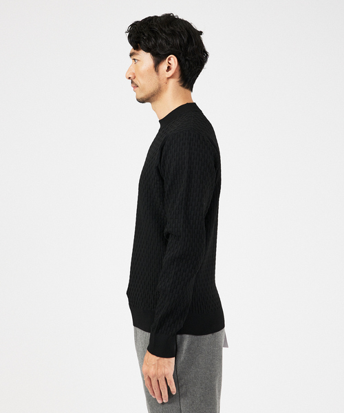 ABAHOUSE GRAY(アバハウスグレイ)の「【ハイストレッチ】幾何学 ジャガード クルーネックニット(ニット/セーター・メンズ・ブラック/ホワイト/ネイビー/モカ・48/46)」の6枚目の写真
