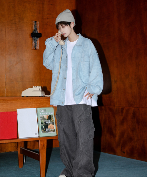 neos（ネオス）の「【neos】ルーズシルエット ピーチスキン フェイクスウェード カバーオール CPOジャケット（ブルゾン・メンズ・ブラック/ブルー/グリーン/ベージュ・MEDIUM/LARGE/X-LARGE）」の12枚目の写真