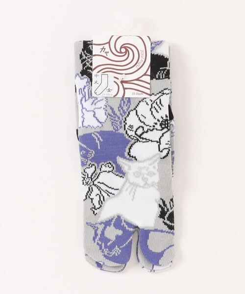 カヤ（カヤ）の「【カヤ】足袋型くつ下23～25cm 猫と花（ソックス/靴下・レディース・ピンク/パープル・FREE）」の5枚目の写真