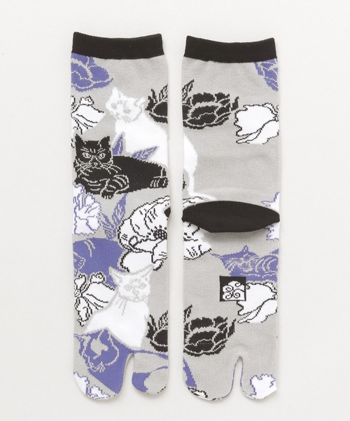 カヤ（カヤ）の「【カヤ】足袋型くつ下23～25cm 猫と花（ソックス/靴下・レディース・ピンク/パープル・FREE）」の4枚目の写真