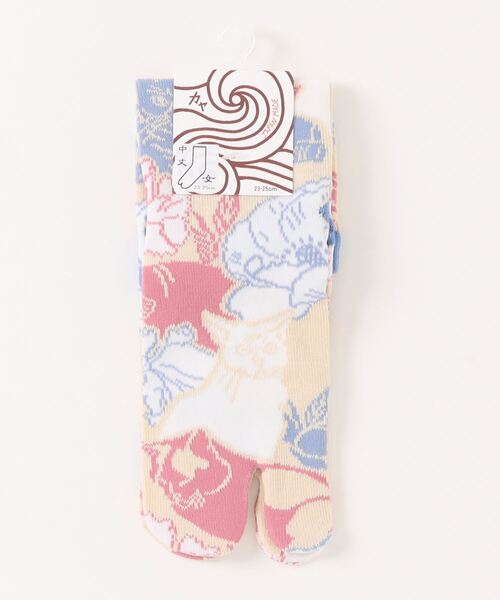 カヤ（カヤ）の「【カヤ】足袋型くつ下23～25cm 猫と花（ソックス/靴下・レディース・ピンク/パープル・FREE）」の3枚目の写真