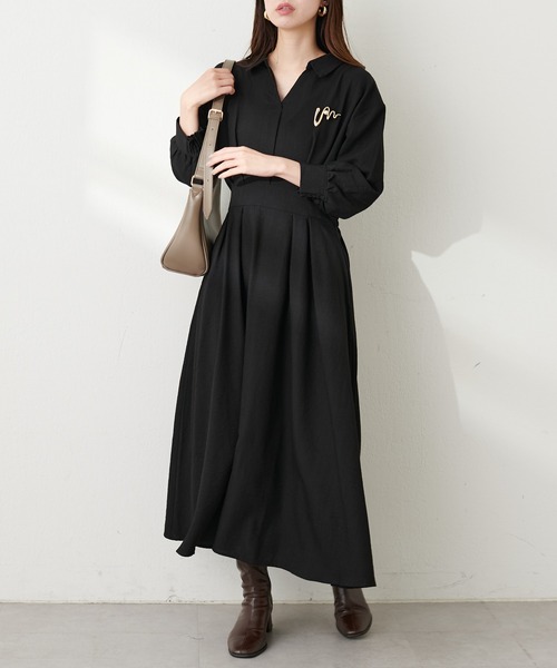 natural couture(ナチュラルクチュール)の「スキッパー衿7分袖ワンピース(ワンピース・レディース・その他1/グリーン/ボルドー/ブラウン/ブラック・FREE)」の9枚目の写真