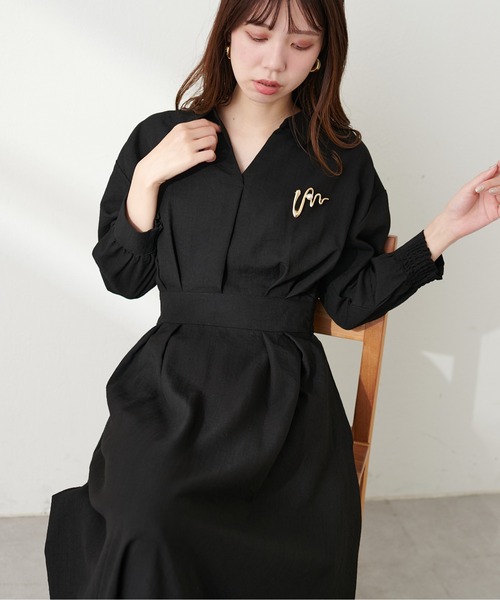 セール】スキッパー衿7分袖ワンピース（ワンピース）｜natural couture
