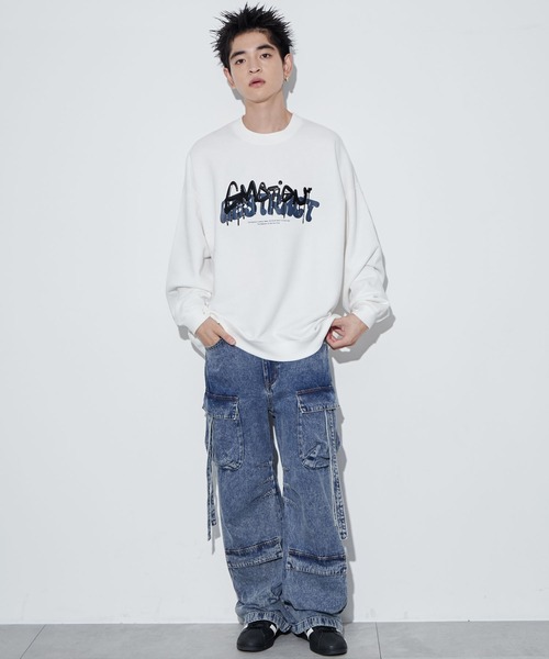 WEGO(ウィゴー)の「WEGO/メタリックロゴプルオーバー(スウェット・メンズ・ホワイト/ブラック・MEDIUM/LARGE)」の4枚目の写真
