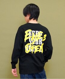 【大人向けサイズあり】【STREET】リフレクタープリントビッグ長袖Tシャツ