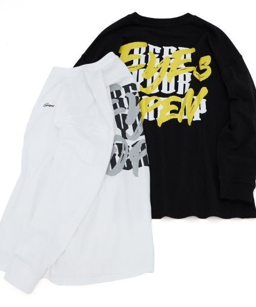 GLAZOS(グラソス)の「【大人向けサイズあり】【STREET】リフレクタープリントビッグ長袖Tシャツ(Tシャツ/カットソー・キッズ・ブラック/ホワイト・140cm/150cm/160cm/170cm)」の4枚目の写真