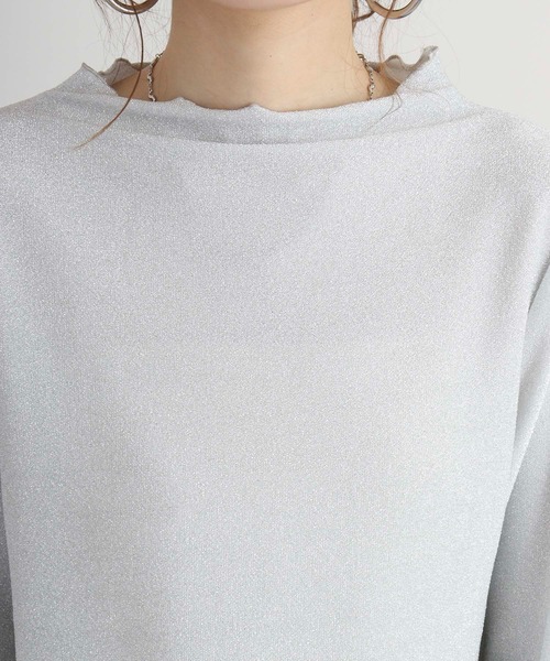 mitis（ミティス）の「mitis プチハイネックラメカットソー（Tシャツ/カットソー・レディース・ブラック/ライトグレー/グレー・M）」の12枚目の写真