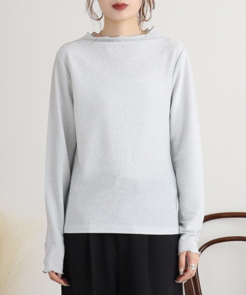 mitis（ミティス）の「mitis プチハイネックラメカットソー（Tシャツ/カットソー・レディース・ブラック/ライトグレー/グレー・M）」の9枚目の写真