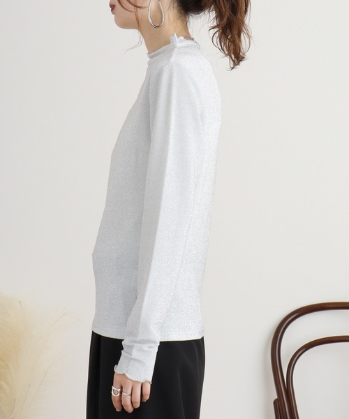 mitis（ミティス）の「mitis プチハイネックラメカットソー（Tシャツ/カットソー・レディース・ブラック/ライトグレー/グレー・M）」の10枚目の写真