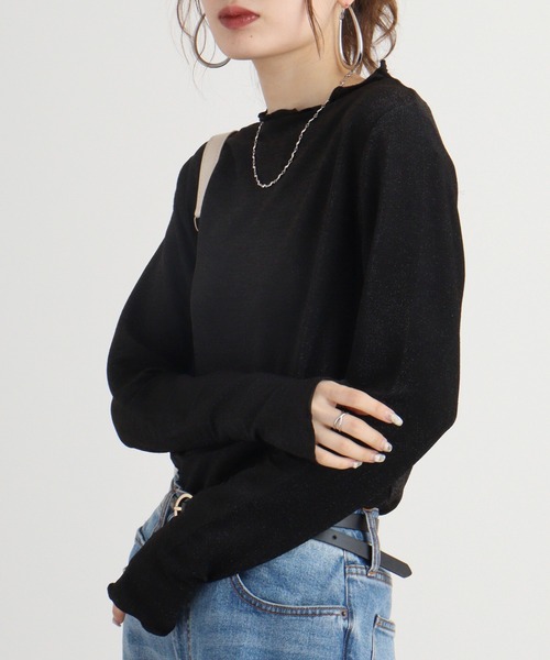 mitis（ミティス）の「mitis プチハイネックラメカットソー（Tシャツ/カットソー・レディース・ブラック/ライトグレー/グレー・M）」の16枚目の写真