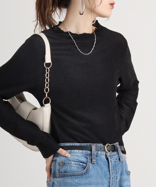 mitis（ミティス）の「mitis プチハイネックラメカットソー（Tシャツ/カットソー・レディース・ブラック/ライトグレー/グレー・M）」の17枚目の写真