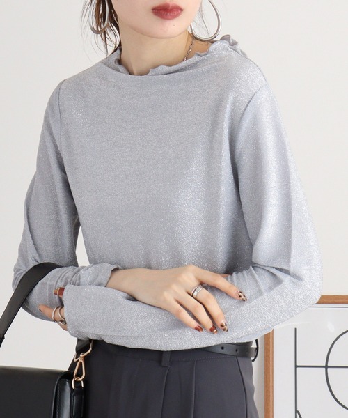 mitis（ミティス）の「mitis プチハイネックラメカットソー（Tシャツ/カットソー・レディース・ブラック/ライトグレー/グレー・M）」の20枚目の写真