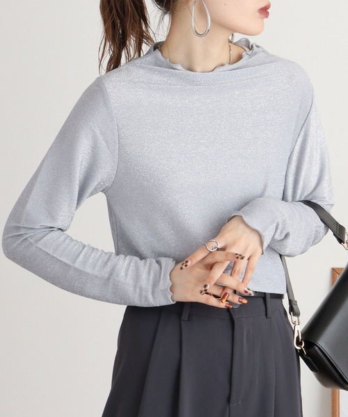 mitis（ミティス）の「mitis プチハイネックラメカットソー（Tシャツ/カットソー・レディース・ブラック/ライトグレー/グレー・M）」の22枚目の写真