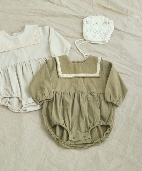 pairmanon（ペアマノン）の「【ベビー】セーラー レース ロンパース（ロンパース・キッズ・アイボリー/カーキ/マスタード/ダークブルー・70/80）」の3枚目の写真