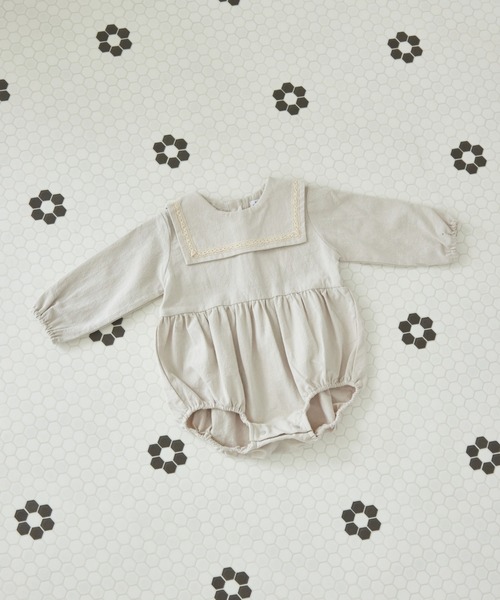 pairmanon（ペアマノン）の「【ベビー】セーラー レース ロンパース（ロンパース・キッズ・アイボリー/カーキ/マスタード/ダークブルー・70/80）」の2枚目の写真