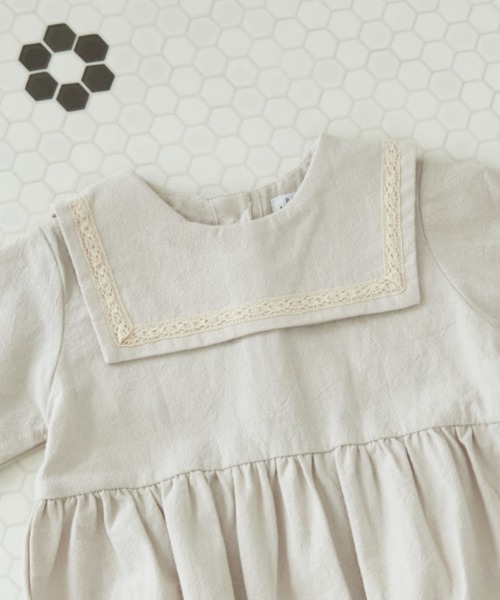 pairmanon（ペアマノン）の「【ベビー】セーラー レース ロンパース（ロンパース・キッズ・アイボリー/カーキ/マスタード/ダークブルー・70/80）」の6枚目の写真