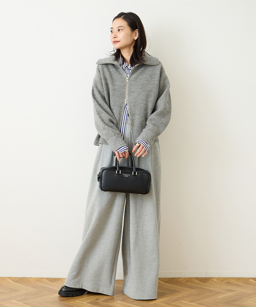 JOURNAL STANDARD（ジャーナルスタンダード）の「フレンチメリノドライバーズジャケット（ニット/セーター・レディース・ブラウン/チャコールグレー・FREE）」の3枚目の写真