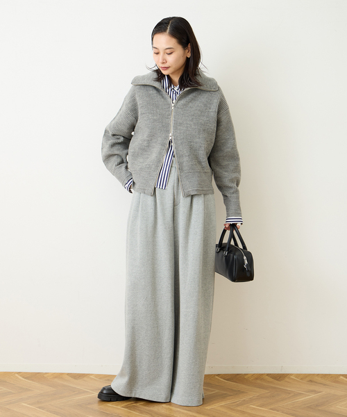 JOURNAL STANDARD（ジャーナルスタンダード）の「フレンチメリノドライバーズジャケット（ニット/セーター・レディース・ブラウン/チャコールグレー・FREE）」の5枚目の写真