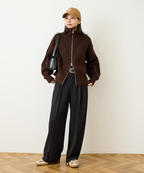 JOURNAL STANDARD（ジャーナルスタンダード）の「フレンチメリノドライバーズジャケット（ニット/セーター・レディース・ブラウン/チャコールグレー・FREE）」の11枚目の写真