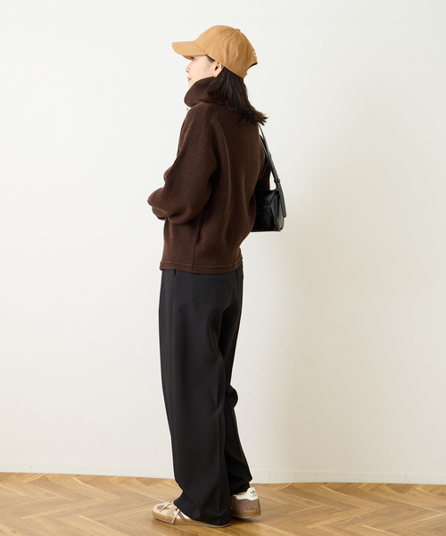 JOURNAL STANDARD（ジャーナルスタンダード）の「フレンチメリノドライバーズジャケット（ニット/セーター・レディース・ブラウン/チャコールグレー・FREE）」の12枚目の写真