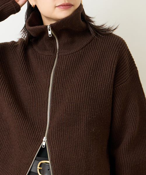 JOURNAL STANDARD（ジャーナルスタンダード）の「フレンチメリノドライバーズジャケット（ニット/セーター・レディース・ブラウン/チャコールグレー・FREE）」の16枚目の写真