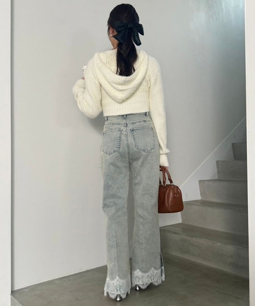 one after another NICE CLAUP（ワンアフターアナザーナイスクラップ）の「裾レース美脚ストレッチデニムパンツ（デニムパンツ・レディース・ライトブルー/ブルー/ネイビー・SMALL/MEDIUM）」の22枚目の写真