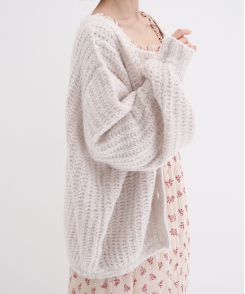 muguet ルーズニットカーディガン ミュゲ ピンクベージュ
