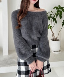 clear | 2wayワンショル&ボートネックフェザーニット [女性らしいシルエット トレンド感]≪2024AW新作≫(ニット/セーター)