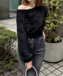 clear | 2wayワンショル&ボートネックフェザーニット [女性らしいシルエット トレンド感]≪2024AW新作≫(ニット/セーター)