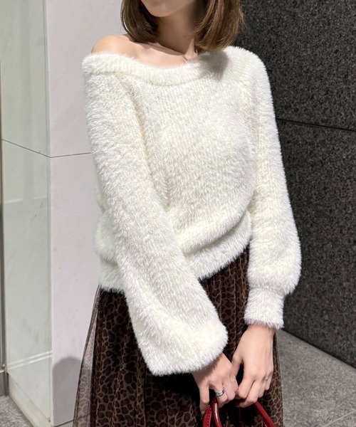 clear（クリア）の「2wayワンショル&ボートネックフェザーニット [女性らしいシルエット]（ニット/セーター・レディース・ピンク系その他/ブラック/アイボリー/レッド/チャコールグレー・F）」の14枚目の写真