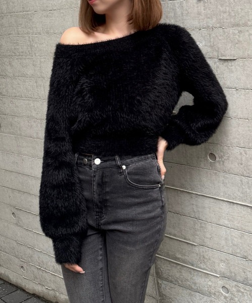 clear（クリア）の「2wayワンショル&ボートネックフェザーニット [女性らしいシルエット]（ニット/セーター・レディース・ピンク系その他/ブラック/アイボリー/レッド/チャコールグレー・F）」の15枚目の写真