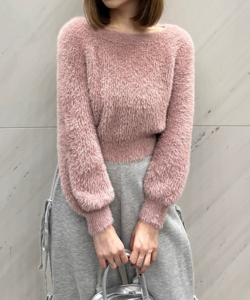 clear（クリア）の「2wayワンショル&ボートネックフェザーニット [女性らしいシルエット]（ニット/セーター・レディース・ピンク系その他/ブラック/アイボリー/レッド/チャコールグレー・F）」の16枚目の写真