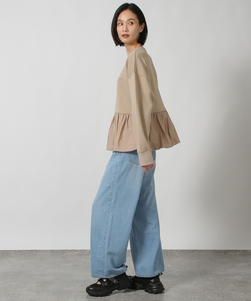 LAKOLE（ラコレ）の「布帛切替ペプラムプルオーバー / 149367（スウェット・レディース・ブラウン系その他/アイボリー/ブラック・FREE）」の10枚目の写真