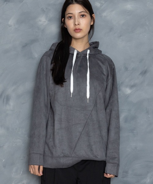 Starting Over(スターティングオーバー)の「faux suede switching design cutsew/スウェードタッチ 切り替えデザイン パーカー(パーカー・メンズ・オフホワイト/チャコールグレー/ブラック/グレイッシュベージュ/サックスブルー・M/L/XL)」の3枚目の写真