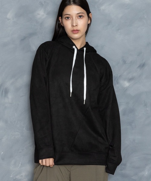 Starting Over(スターティングオーバー)の「faux suede switching design cutsew/スウェードタッチ 切り替えデザイン パーカー(パーカー・メンズ・オフホワイト/チャコールグレー/ブラック/グレイッシュベージュ/サックスブルー・M/L/XL)」の2枚目の写真