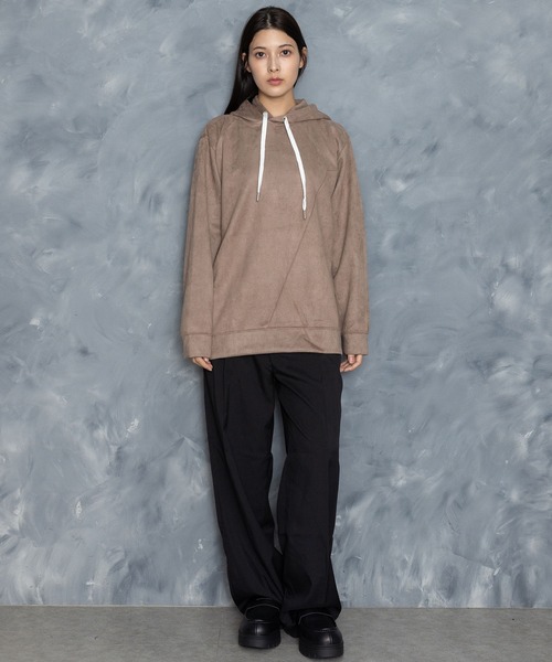 Starting Over(スターティングオーバー)の「faux suede switching design cutsew/スウェードタッチ 切り替えデザイン パーカー(パーカー・メンズ・オフホワイト/チャコールグレー/ブラック/グレイッシュベージュ/サックスブルー・M/L/XL)」の22枚目の写真
