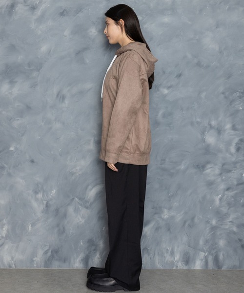 Starting Over(スターティングオーバー)の「faux suede switching design cutsew/スウェードタッチ 切り替えデザイン パーカー(パーカー・メンズ・オフホワイト/チャコールグレー/ブラック/グレイッシュベージュ/サックスブルー・M/L/XL)」の20枚目の写真